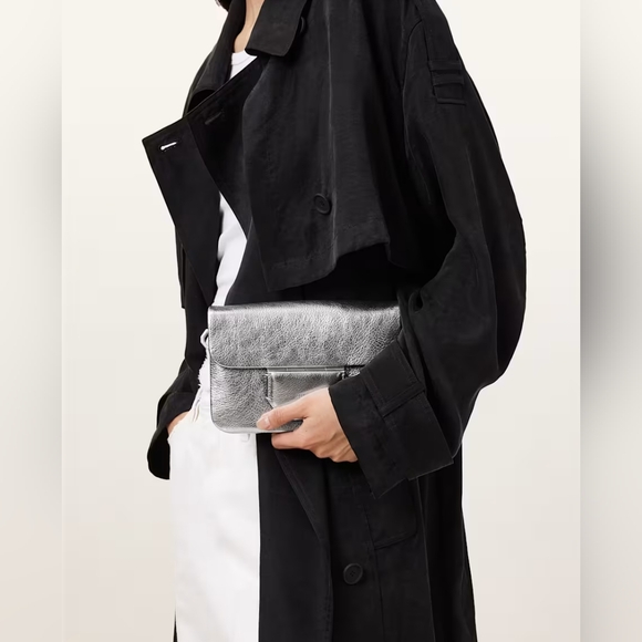 NWT AllSaints Jupiter Metallic Leather Crossbody Bag - Picture 13 of 14